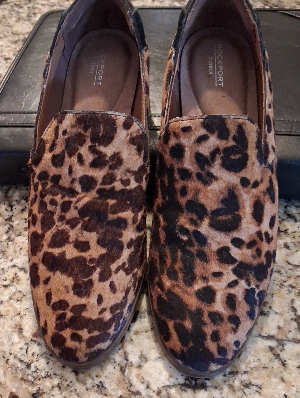 Rockport Men’s Leopard Print Slip-Ons - Brown/Black